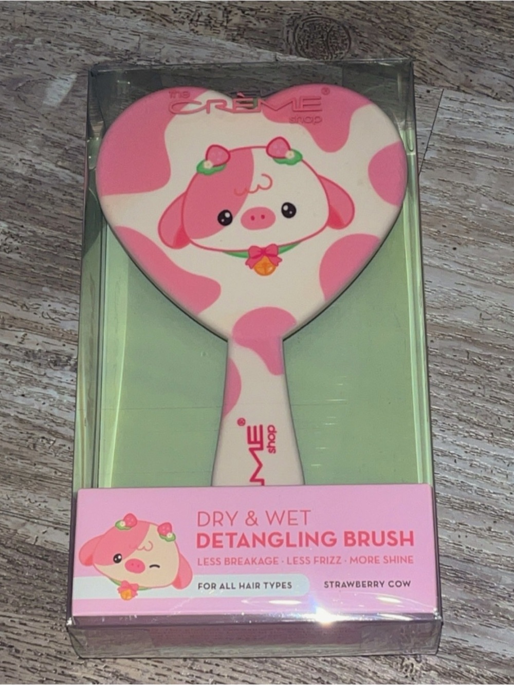 The Crème Shop 'Strawberry Cow' Dry & Wet Detangling Brush New